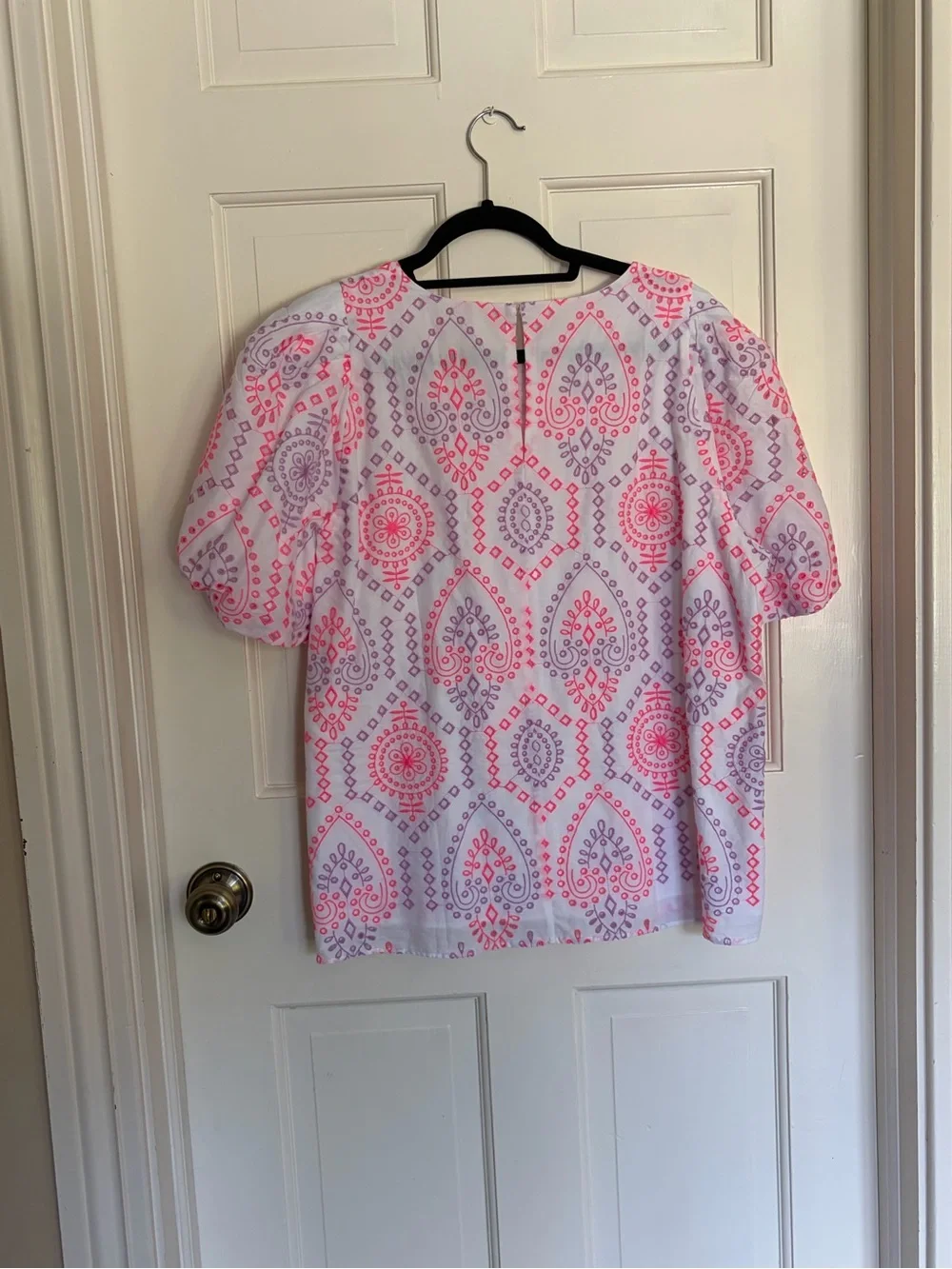 Lilly Pulitzer Pink & Lavender Printed Puff-Sleeve Blouse
